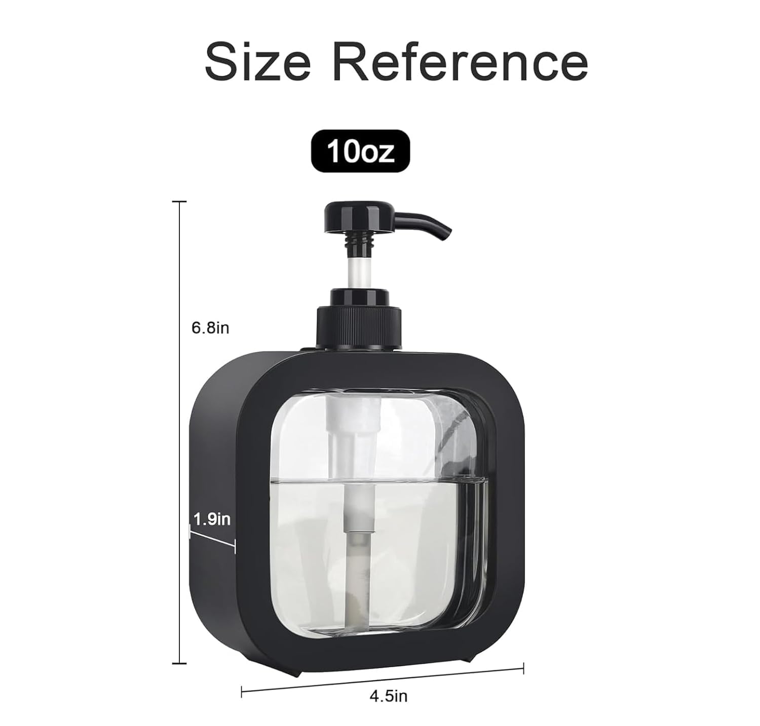 Emoh Roced Hand wash Dispenser Bottle Refillable Soap Dispenser for Bathroom Kitchen Hand Soap Dish Soap Shower Gel Shampoo Lotion Liquid Dispenser Empty Bottle Pack of 1(Black)