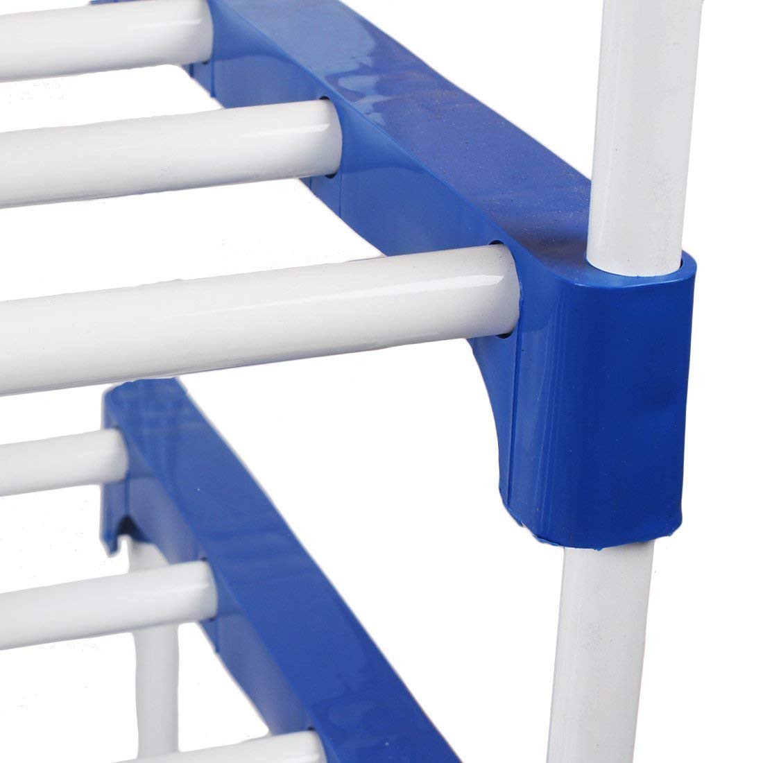 Shoe Rack/Multipurpose Foldable Storage Rack with Dustproof Cover (PVC Pipes, Plastic Connector) (3 SHELE, Blue)