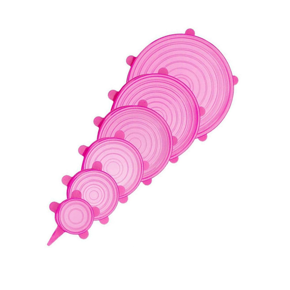 Carrot - Silicone Stretch Lids, Multi Size Reusable Silicone Lids Food and Bowl Covers, Dishwasher and Freezer Safe (Pink Color - Pack of 6)