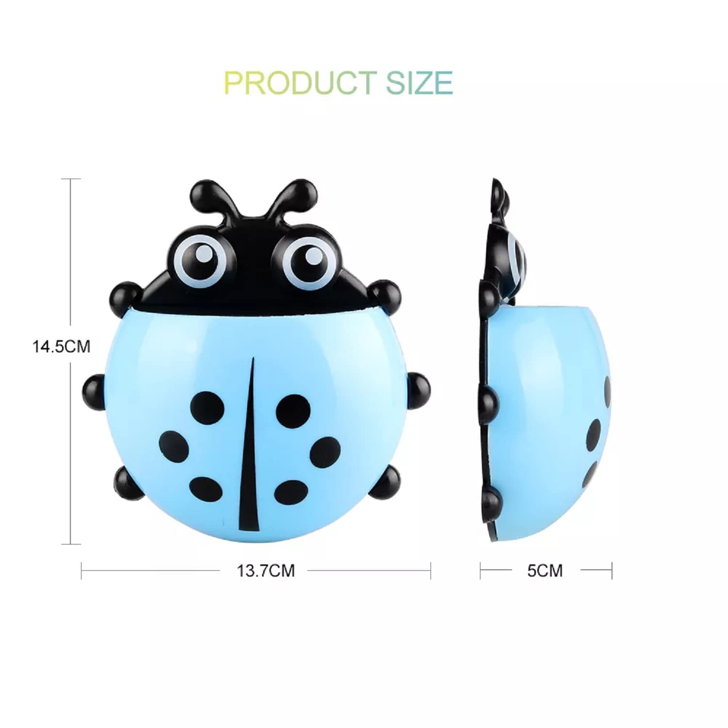 Worldwide e-Mart Ladybug Insect Wall Mount Toothbrush Holder Bathroom Item Organizer Brush Holder for Kids Also Suitable for Pencil,Pen, Brush, Toothpaste, Colors, Makeup (Pack of 1, Blue)