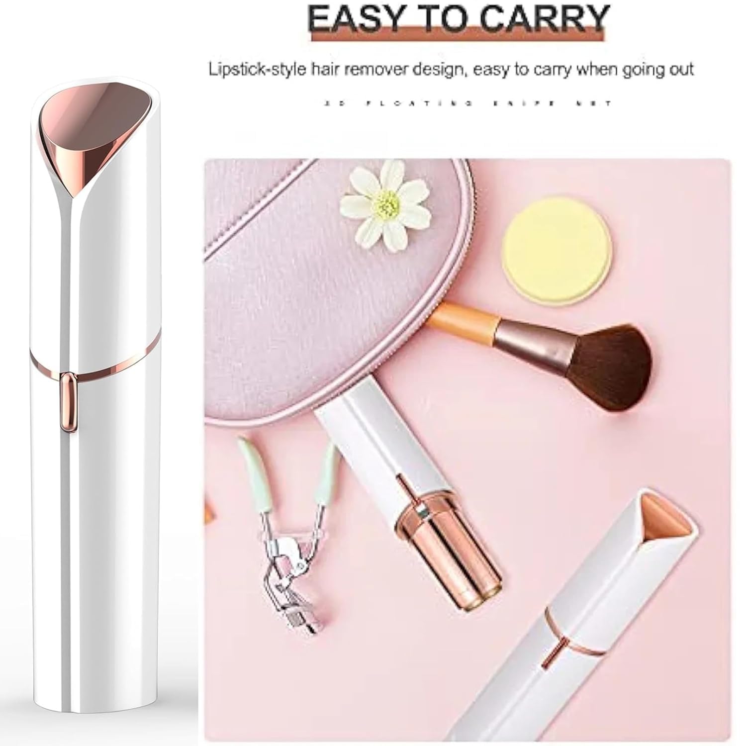 Hair Remover Flawless - Facial Hair Remover For Women Skincare Lipstick Shape Mini Epilator Trimmer Machine For Face Flawless, Upper Lip Chin Eyebrow Hair Remover Etc With Battery