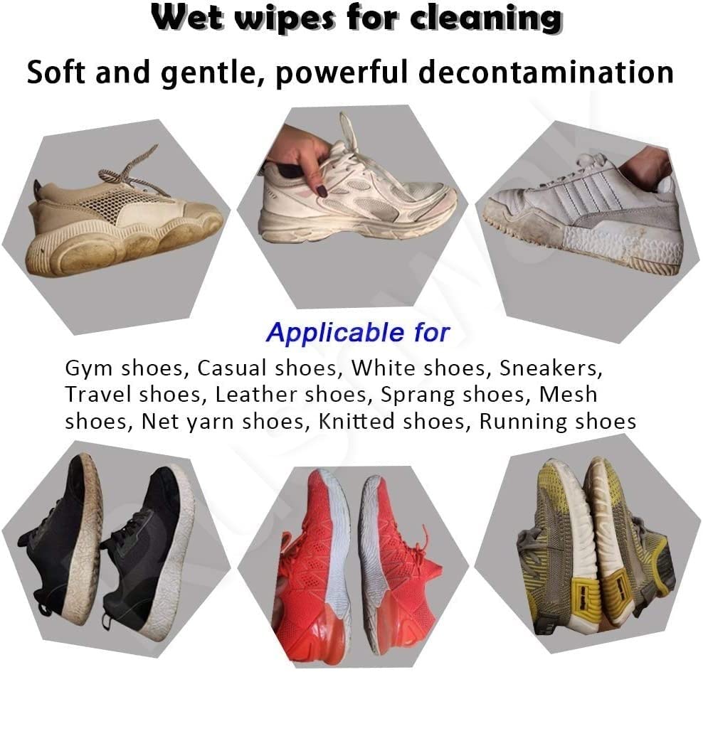 Shoe Wipes (80 + 80 Wipes) Sneaker Wipes Instant Sneaker Cleaner Shoe Cleaning Wipes Sneaker Wipes for Shoes Quick Remove Dirt Stain Shoe Cleaner Wipes Shoe Wipes for Sneakers Cleaning Kit