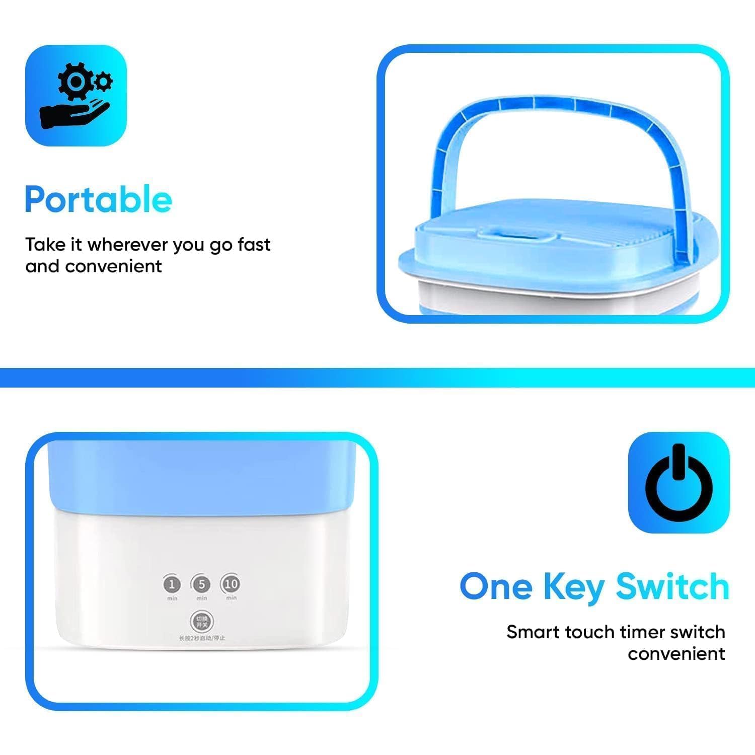 Portable Foldable Mini Top Loading Washing Machine 2kg with Spinner and Dryer for Baby Clothes, Semi Automatic Bucket Washer with Modes for Home, Travel