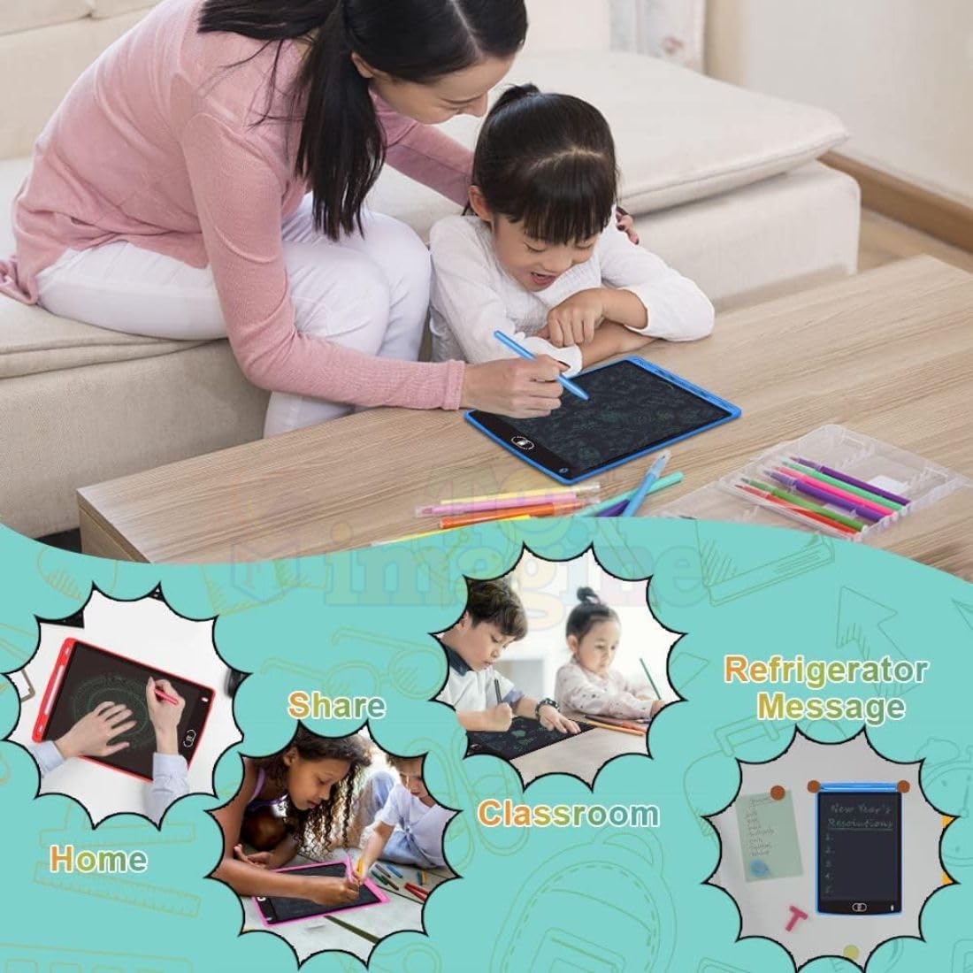 Toy Imagine 8.5" LCD Writing Tablet Toys for Kids Electronic Note Scribble Doodle Board Drawing Rough Pad Digital Magic Slate Best Return Birthday Gift for Girls & Boys(Age : 3+ Years)