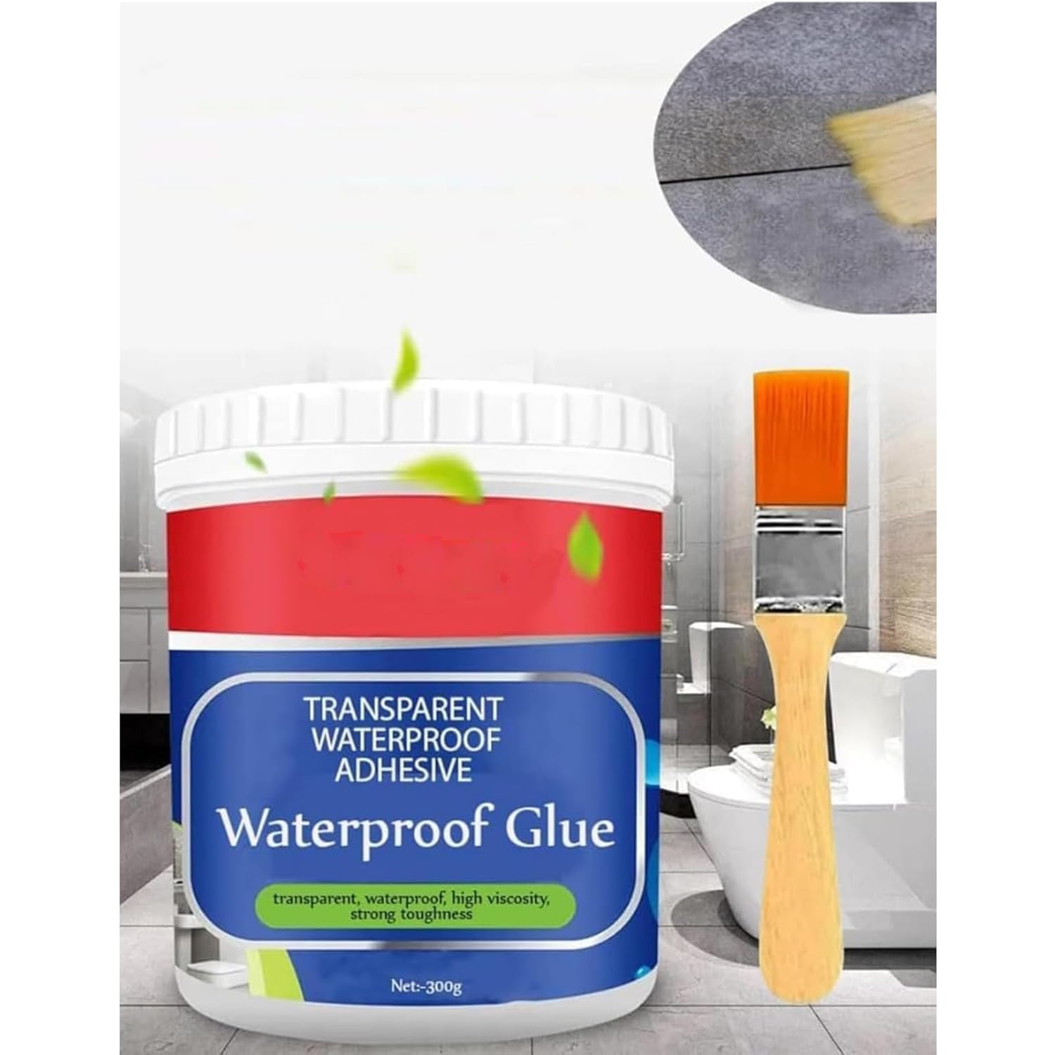 Waterproof Glue for Roof Leakage: Strong Invisible Paint Sealant & Transparent Coating Repair, Super Liquid Adhesive Insulating Chemical Solution with Brush (300ml)