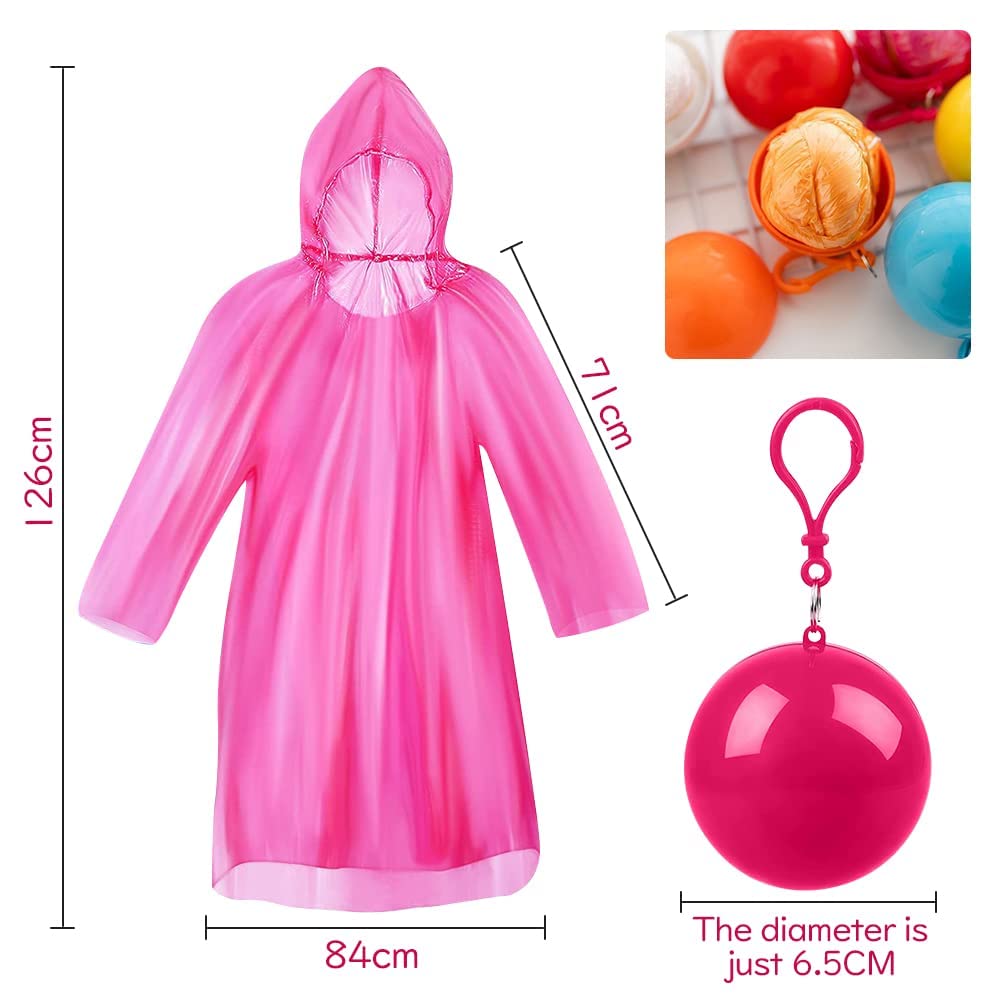 Generic Aum Disposable Emergency Plastic Knee Length Rain Ponchos, Waterproof Raincoats In Keychain Ball, Adult Rainwear For Camping, Cycling Outdoor Pack Of 1 Available Color Will Be Sent.