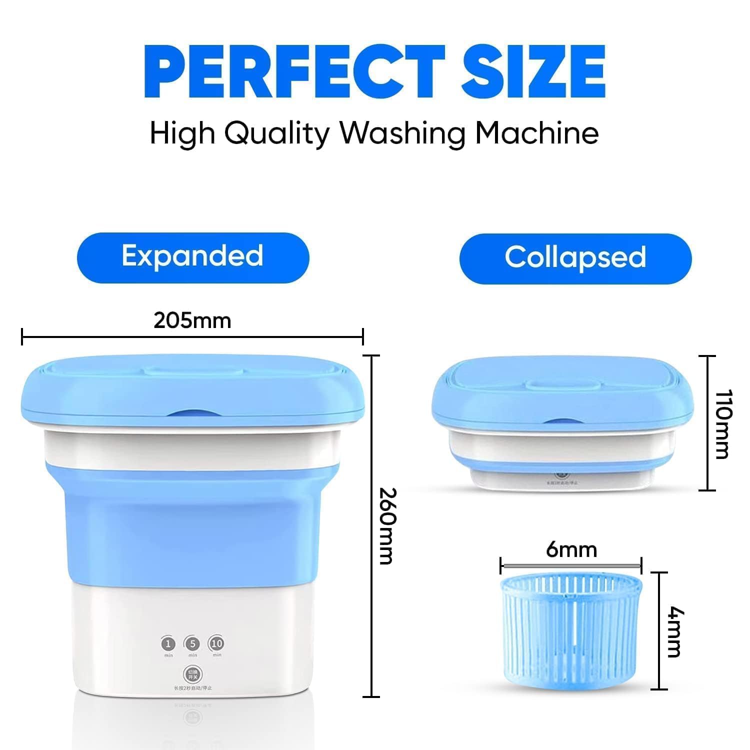 Portable Foldable Mini Top Loading Washing Machine 2kg with Spinner and Dryer for Baby Clothes, Semi Automatic Bucket Washer with Modes for Home, Travel
