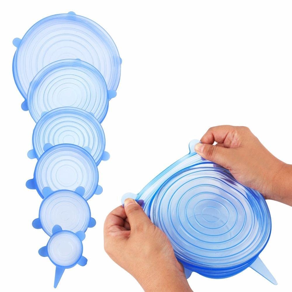 Carrot - Silicone Stretch Lids, Multi Size Reusable Silicone Lids Food and Bowl Covers, Dishwasher and Freezer Safe (Pink Color - Pack of 6)