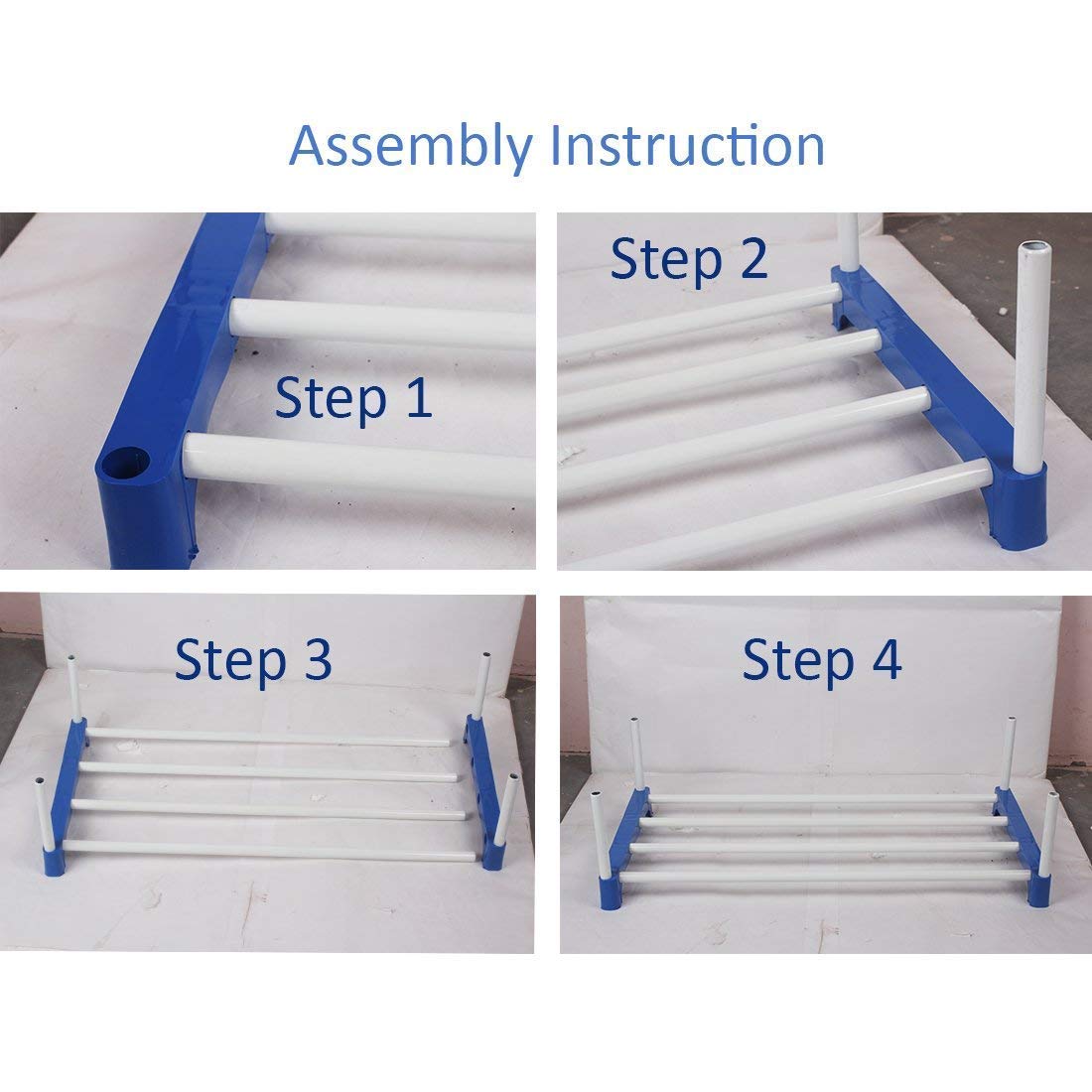 Shoe Rack/Multipurpose Foldable Storage Rack with Dustproof Cover (PVC Pipes, Plastic Connector) (3 SHELE, Blue)