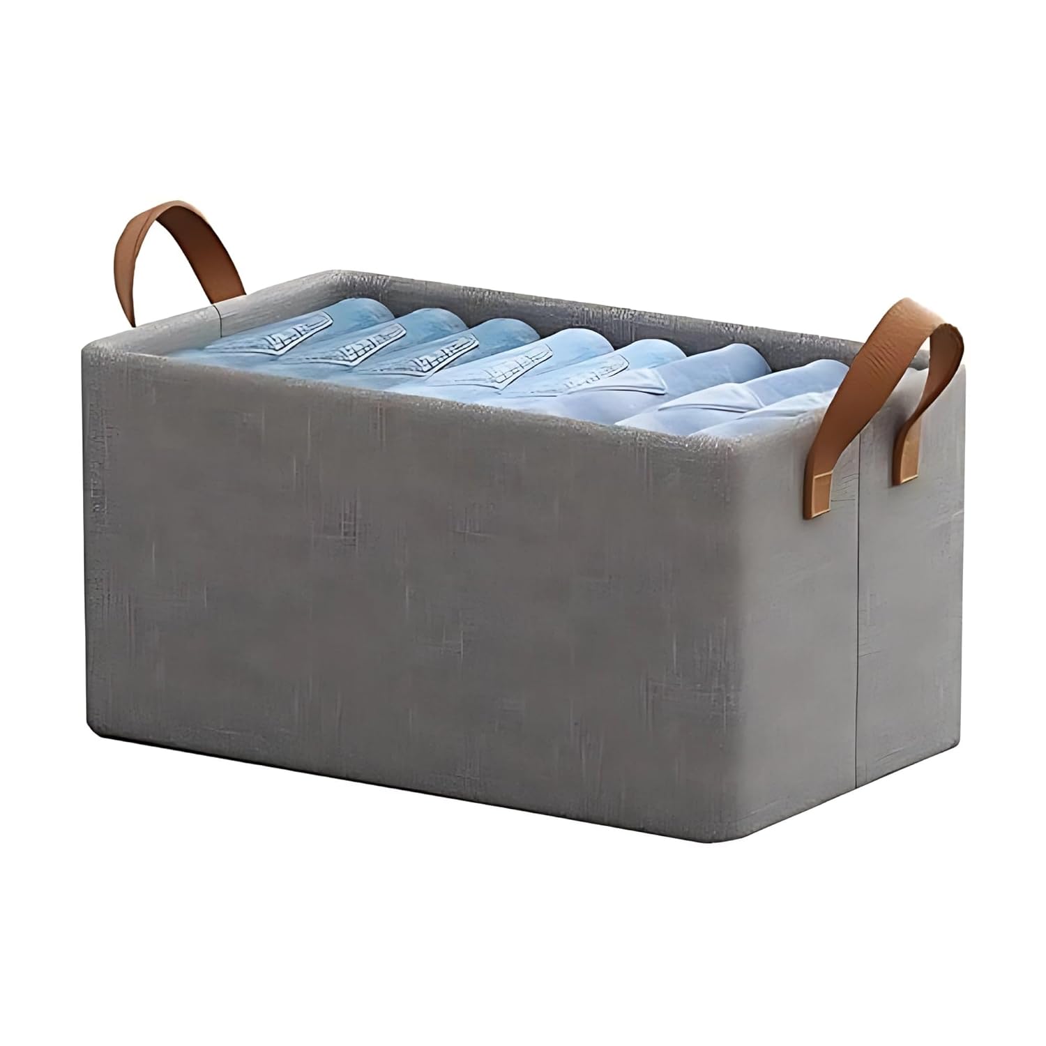 Caaju Foldable Steel Frame Clothes Organizer Storage Box for Wardrobe, Saree, Shirts, and Blankets (26 Litre - Pack of 1, Off-White) (Grey)