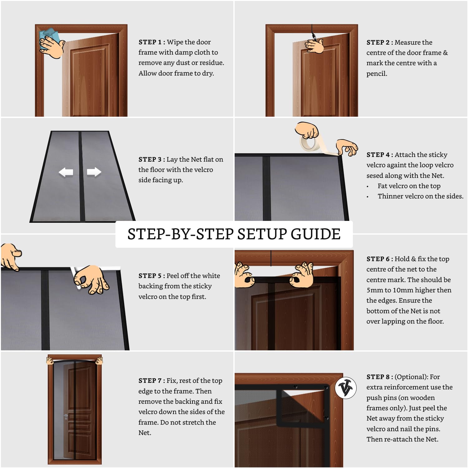 Amazon Brand - Solimo Fiberglass Magnetic Mosquito Net Screen Door - Hands Free Mesh Partition | Auto-Closing Insect Screen to Keep Pests Out (200x90 cm, Grey)