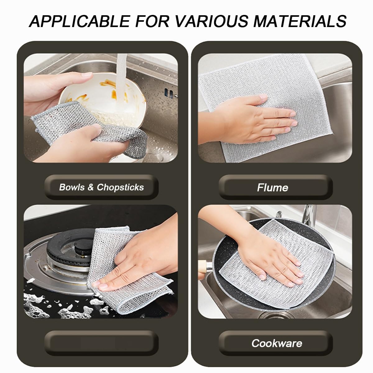 10 PCS Multipurpose Wire Dishwashing Rag for Wet and Dry,Non-Scratch Wire Dishcloth,Scrubbing Wire Dishwashing Rags,Time-Saver Kitchen Wipes Cleaning Cloths (Monolayer)