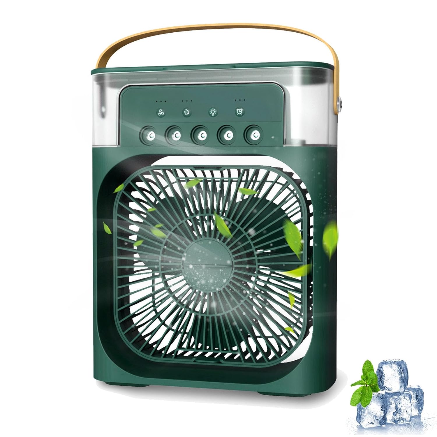 Techking (NEW 15 YEARS WARRANTY) Portable Comfort Mini AC, Table Fan, Desk Fan with USB-Powered, 3 Speed Modes, Mist Function, 7 Colors LED Light, 1/2/3 H Timer - for Home