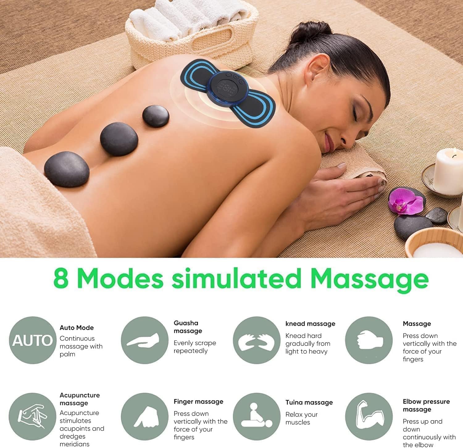 EASYSHOP Butterfly Massager Machine for Pain Relief, Rechargeable Full Body TENS Massager with 8 Modes 19 Levels Wireless Vibration Machine for Shoulder Neck Arm Leg, Perfect for Men Women, Black