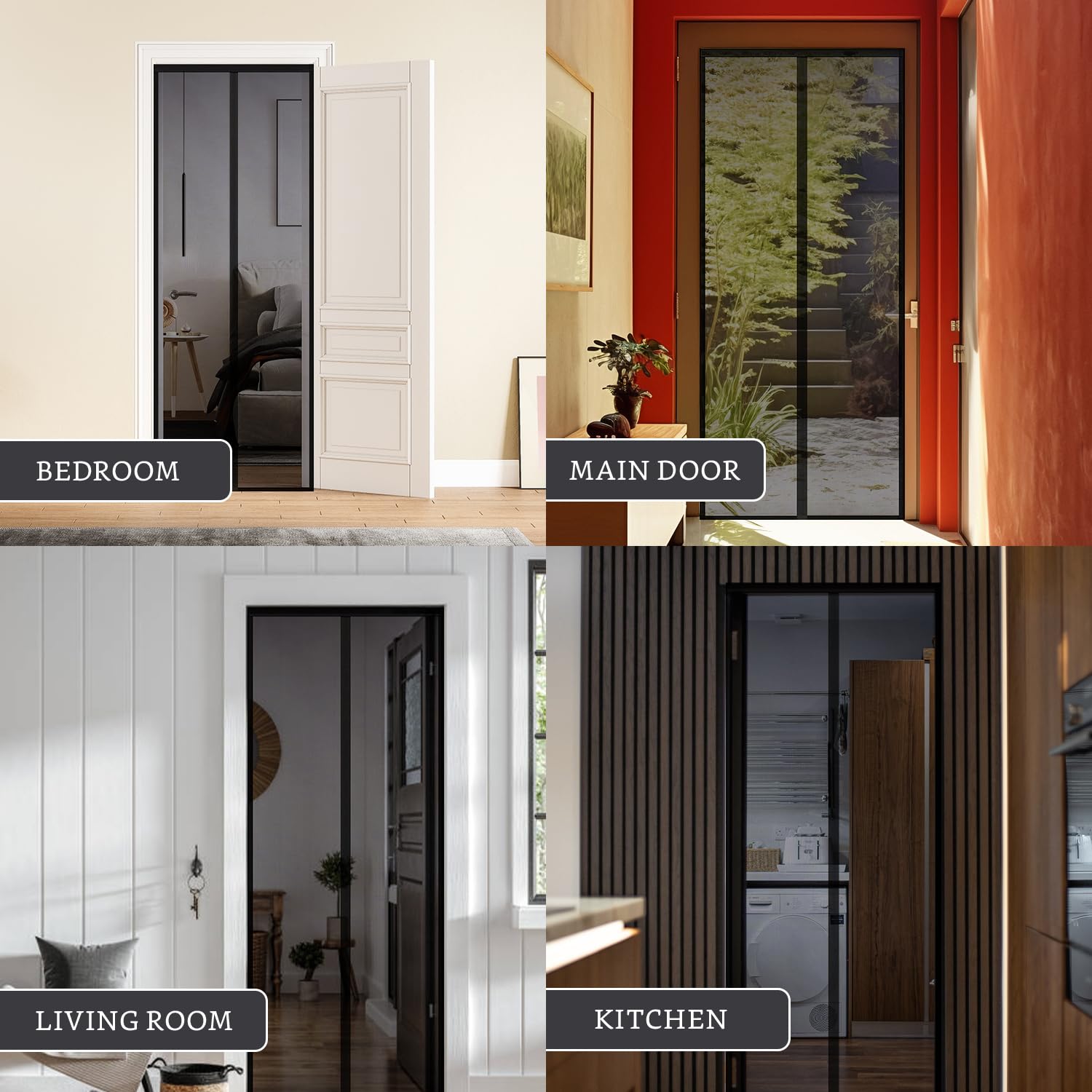 Amazon Brand - Solimo Fiberglass Magnetic Mosquito Net Screen Door - Hands Free Mesh Partition | Auto-Closing Insect Screen to Keep Pests Out (200x90 cm, Grey)