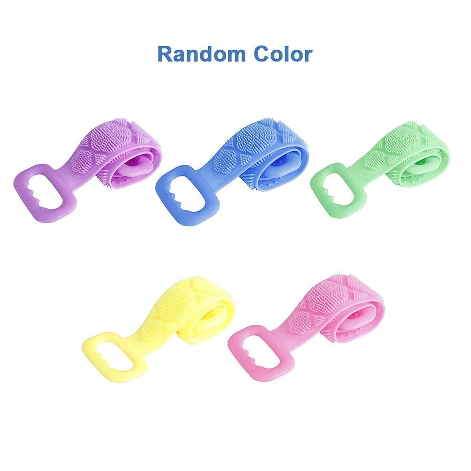 Dealsure Silicone Body Back Scrubber, Double Side Bathing Brush for Skin Deep Cleaning Massage, Dead Skin Removal Exfoliating Belt for Shower, for Men & Women (Multicolor)