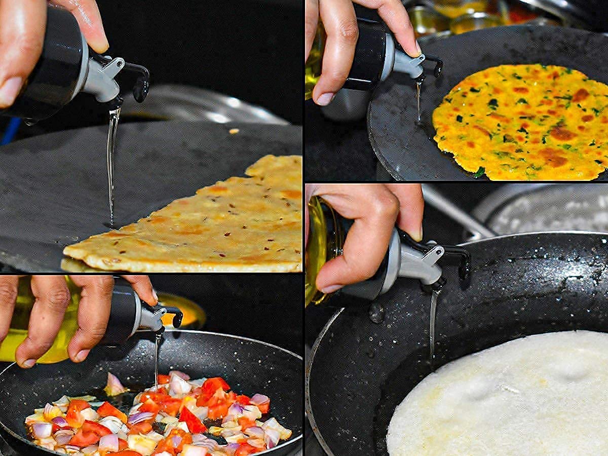 Clazkit Plastic Oil Dispenser 1 Litre Cooking Oil Dispenser Bottle Oil Container,Transparent