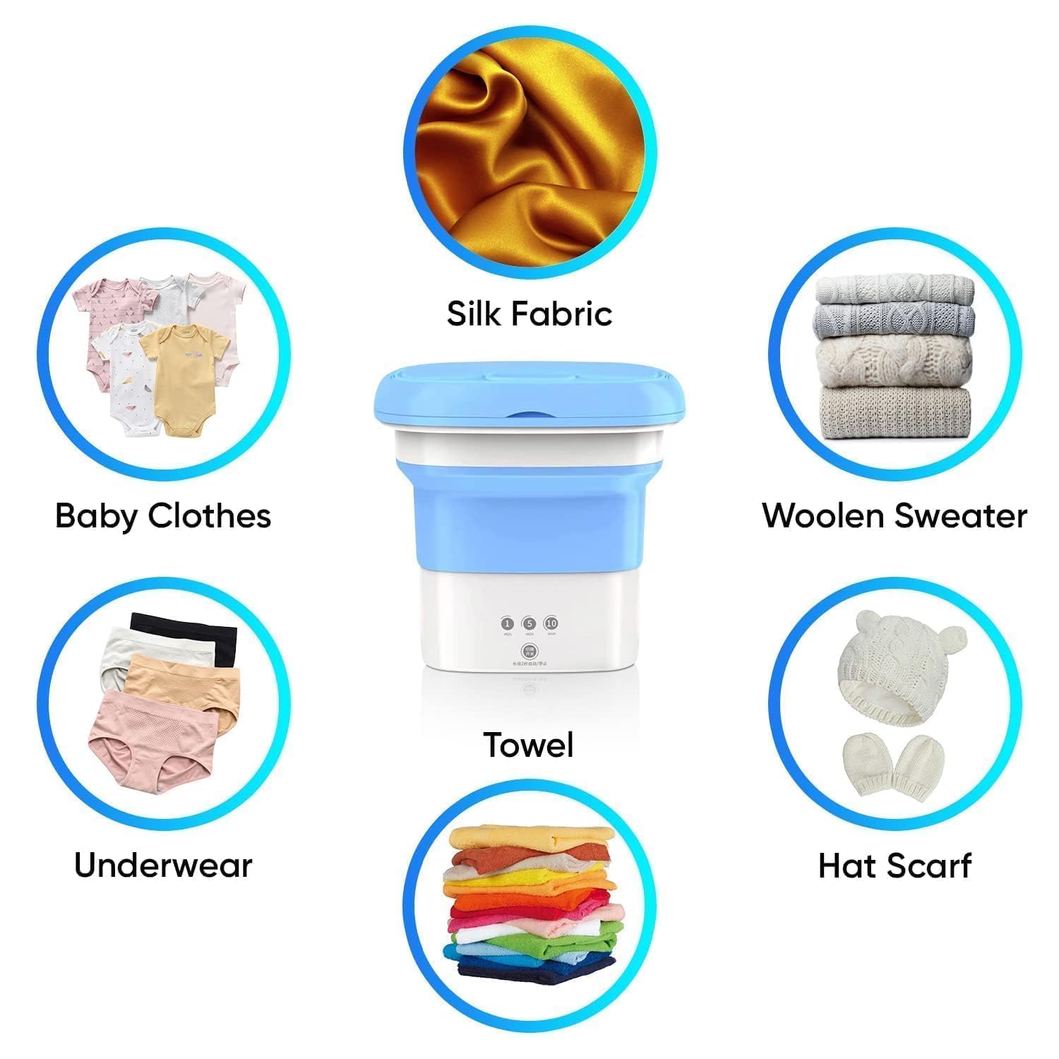 Portable Foldable Mini Top Loading Washing Machine 2kg with Spinner and Dryer for Baby Clothes, Semi Automatic Bucket Washer with Modes for Home, Travel