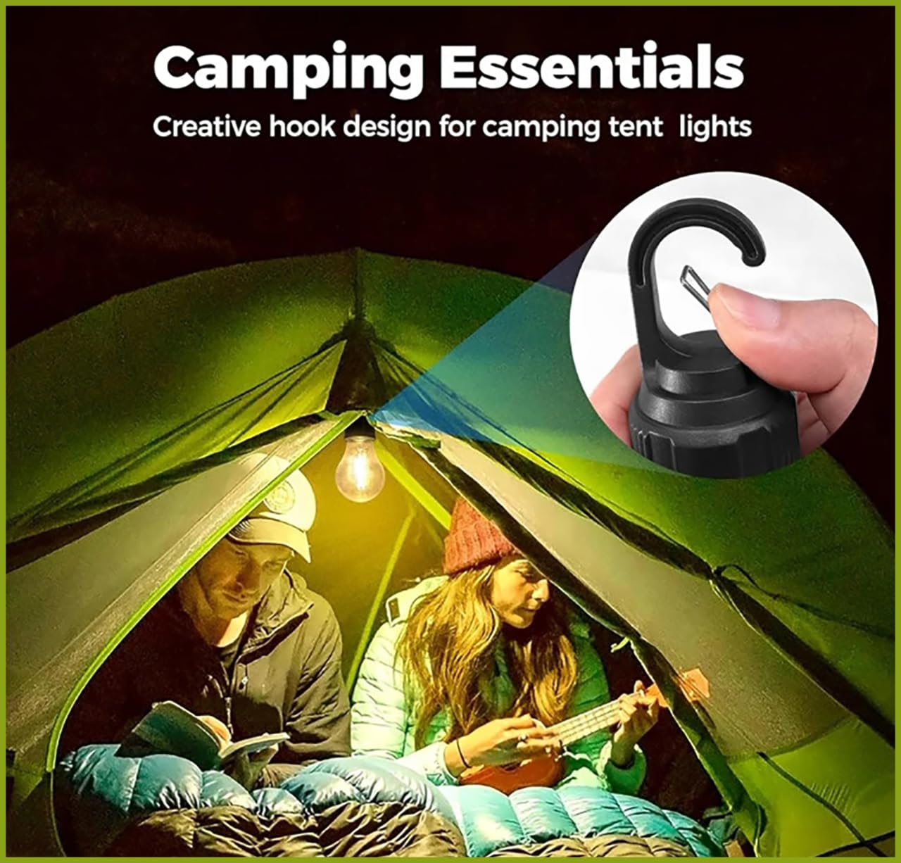 GLUN® Rechargeable Camping Lights, Waterproof LED Bulb Tent Lights with USB Type C Cable, 3 Modes Hanging Camping Lantern Bulb Pack of 1 PCS (Normal)