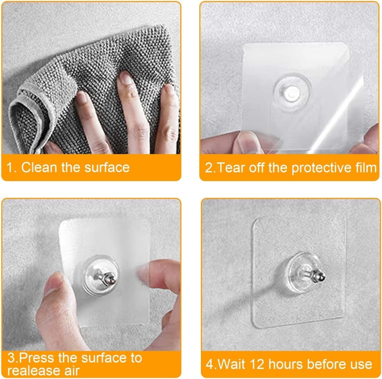 aadya alley Adhesive Hooks Heavy Duty Wall Hooks, Nail Hook for Hanging Coat, Hat,Towel Robe Hook Rack Wall Mount- Bathroom and Bedroom Hooks for Wall Without Drilling (Nail Hook Trasparent 10 Pack)