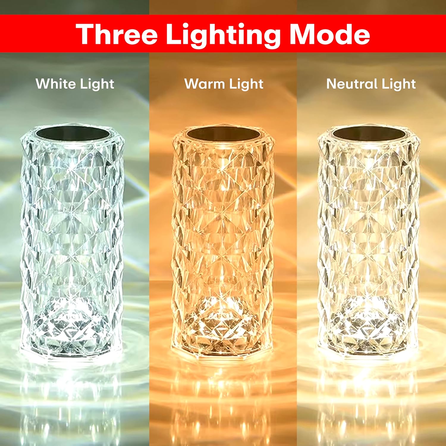 PRIME PICK Crystal Lamp,16 Color Changing Rose Crystal Diamond Table Lamp,USB Rechargeable Touch Bedside Lamp Night Light with Remote Control, for Bedroom Living Room Party Dinner Decor