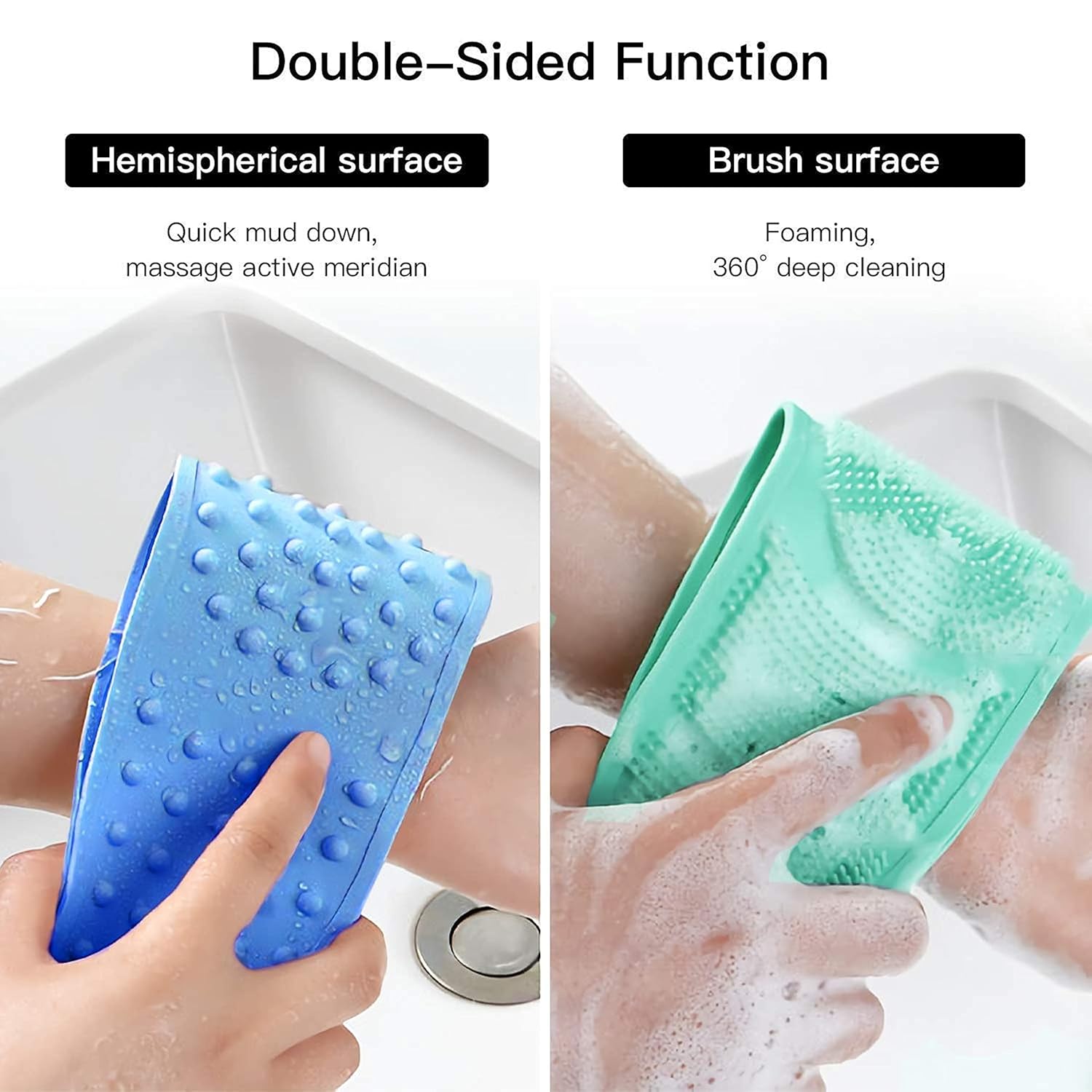 Dealsure Silicone Body Back Scrubber, Double Side Bathing Brush for Skin Deep Cleaning Massage, Dead Skin Removal Exfoliating Belt for Shower, for Men & Women (Multicolor)
