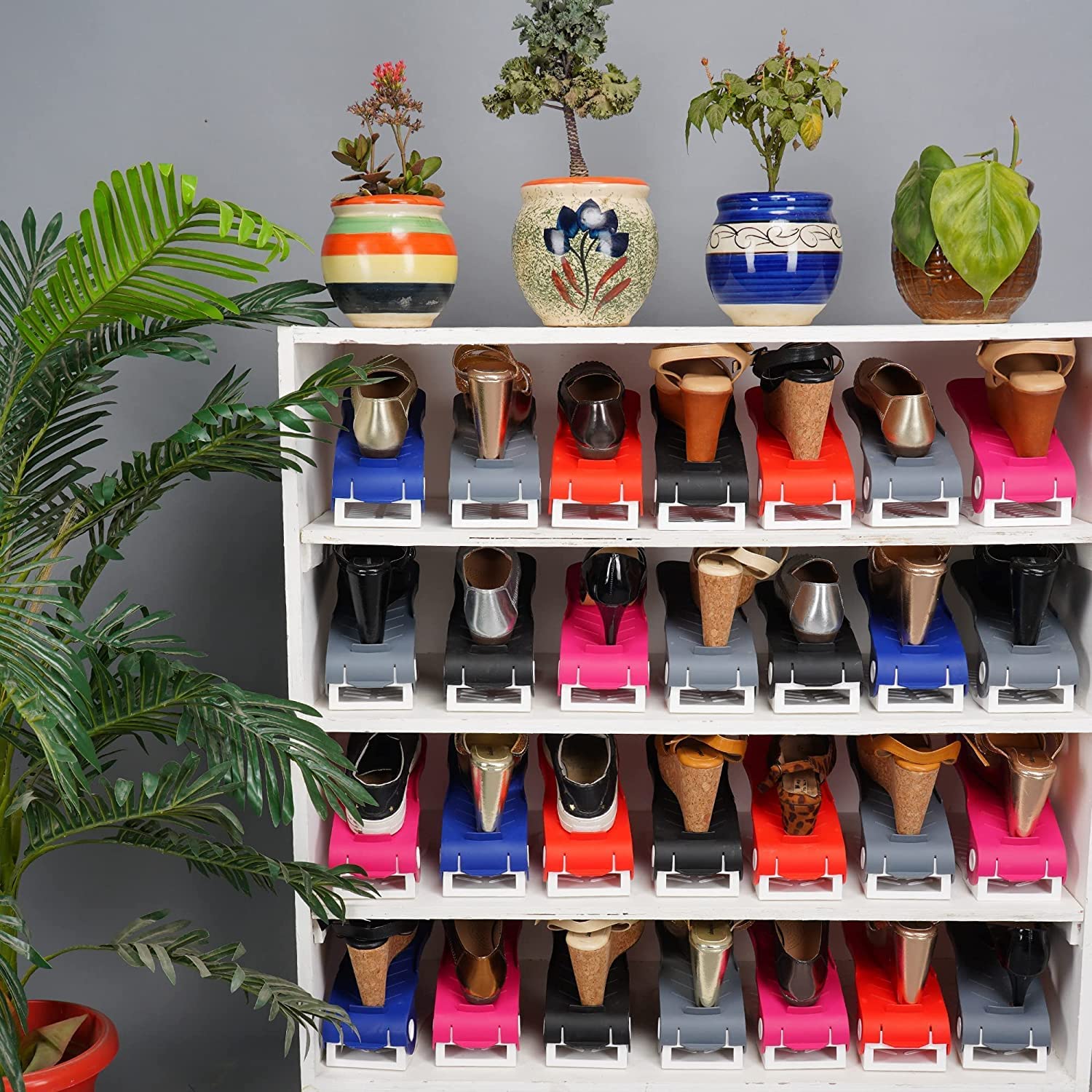 COSKIRA Shoe Space, Shoe Rack for Closet, Adjustable Shoe Organizer for Closet, Shoe Slot Organizer, Shoe Holder for, Shoe Stackers for a Pair of Shoes Lightweight Non-Slip Washable-1-pcs -Multi