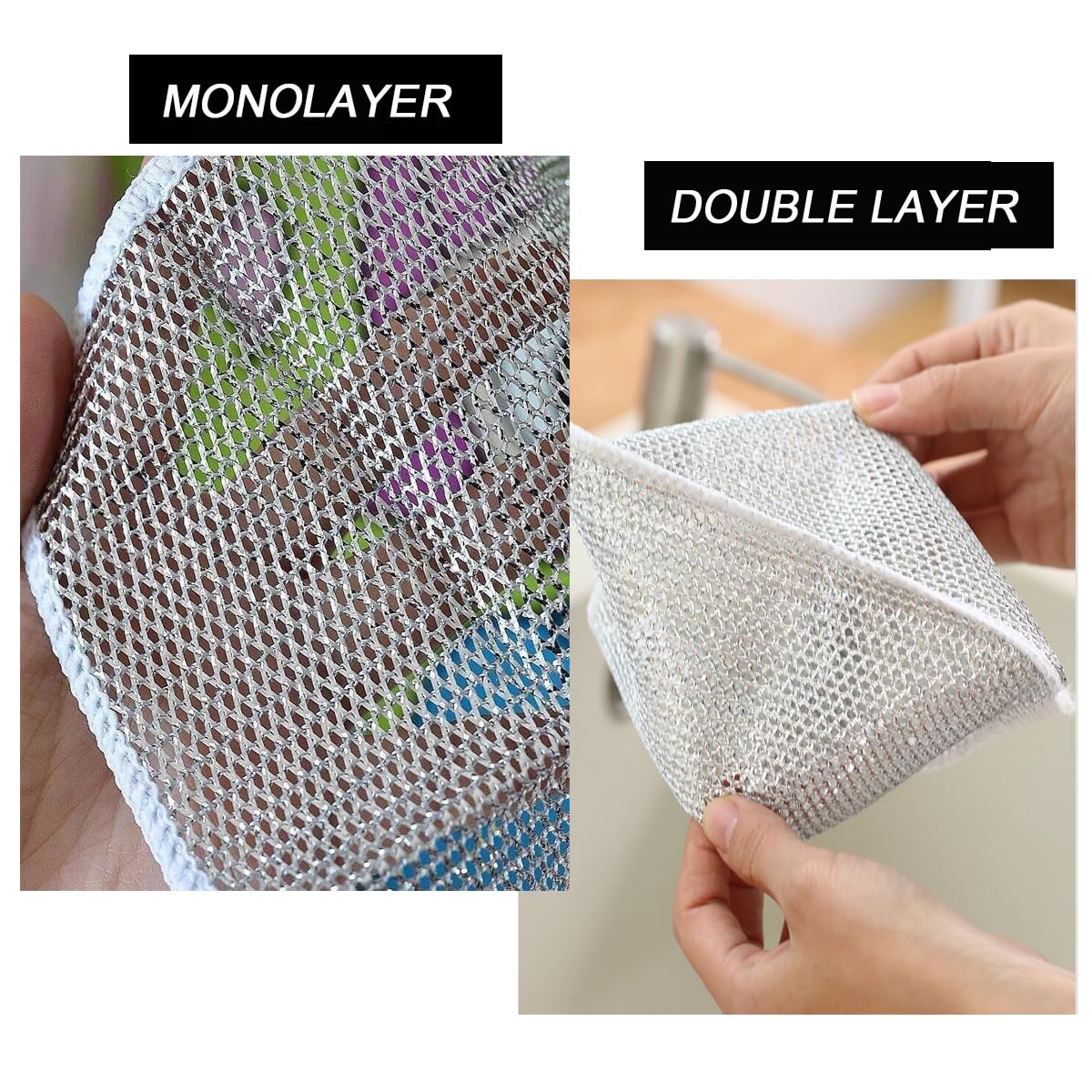 10 PCS Multipurpose Wire Dishwashing Rag for Wet and Dry,Non-Scratch Wire Dishcloth,Scrubbing Wire Dishwashing Rags,Time-Saver Kitchen Wipes Cleaning Cloths (Monolayer)