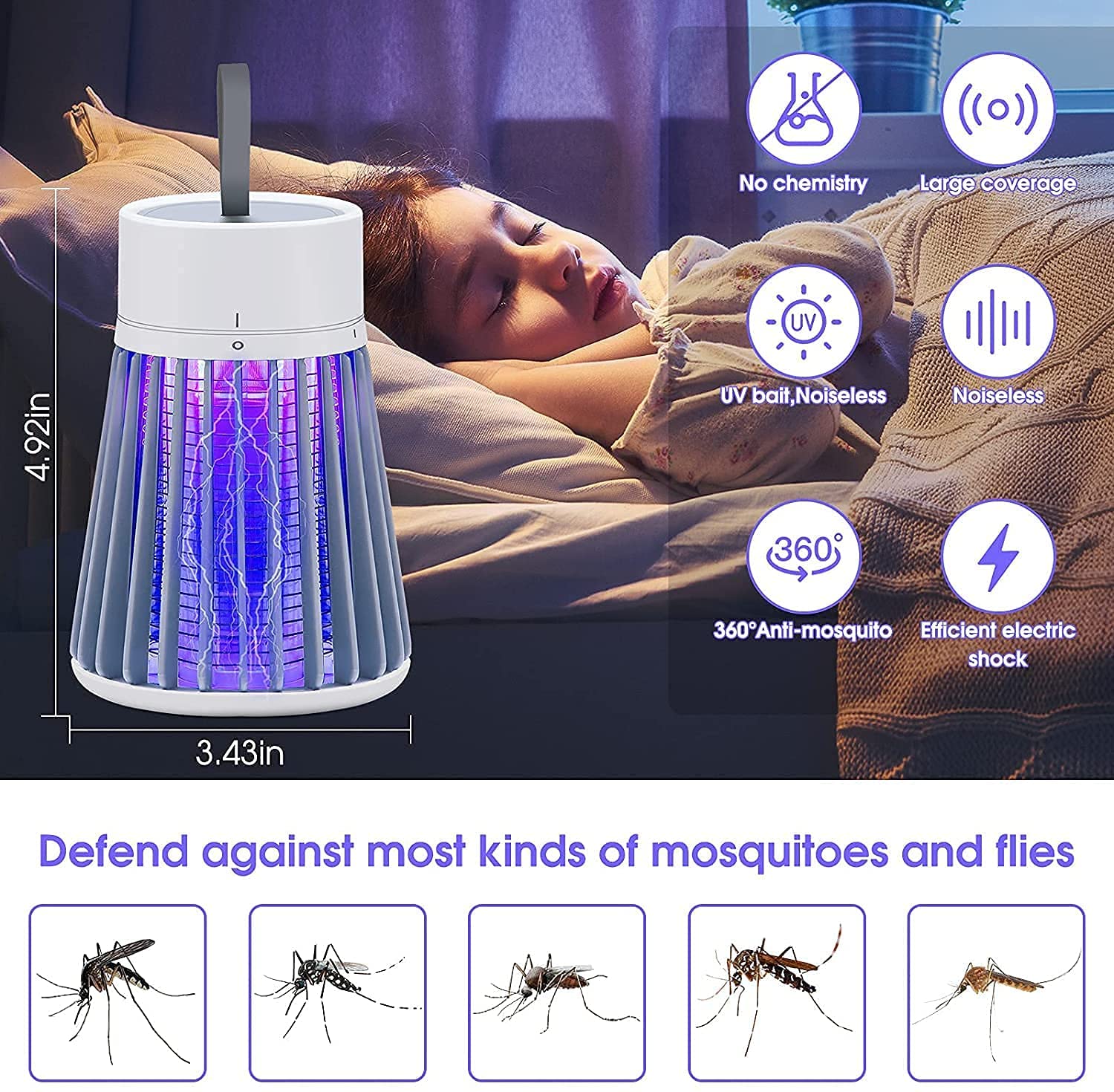 Mosquito Insect Bug Zapper Trap Killer LED Lamp, Electronic Mosquito Killer Machine Trap Lamp-Mosquito Killer Lamp for Home,Electric Machar Mosquito Killer Repellent Machine (Mushroom)