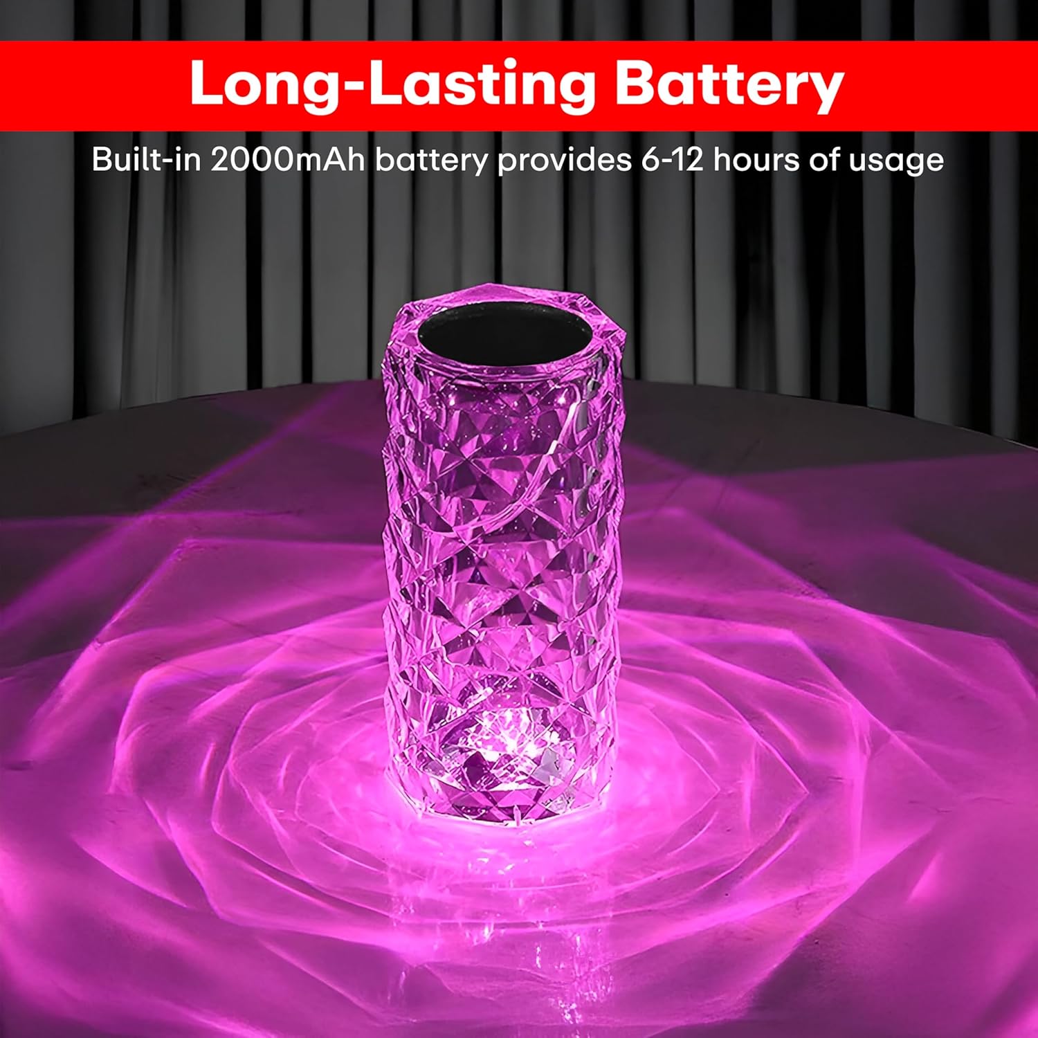 PRIME PICK Crystal Lamp,16 Color Changing Rose Crystal Diamond Table Lamp,USB Rechargeable Touch Bedside Lamp Night Light with Remote Control, for Bedroom Living Room Party Dinner Decor