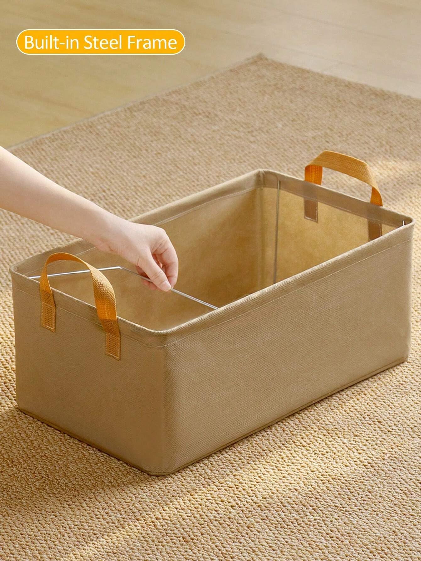 Caaju Foldable Steel Frame Clothes Organizer Storage Box for Wardrobe, Saree, Shirts, and Blankets (26 Litre - Pack of 1, Off-White) (Grey)