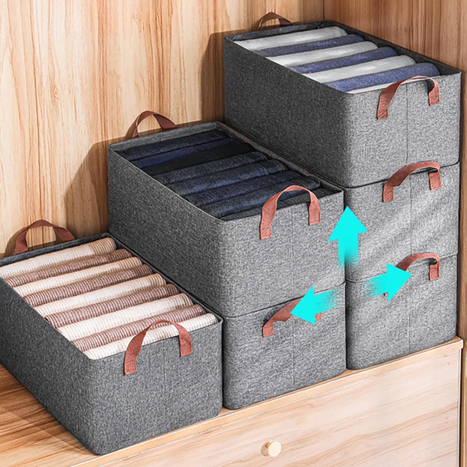 Caaju Foldable Steel Frame Clothes Organizer Storage Box for Wardrobe, Saree, Shirts, and Blankets (26 Litre - Pack of 1, Off-White) (Grey)