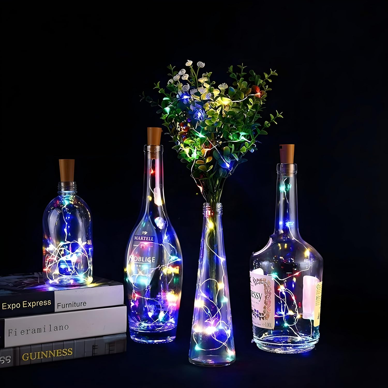 Dazzling & Divine 20 LED Multi Color Wine Bottle Cork Lights Copper Wire String Lights, 2M Battery Operated Wine Bottle Fairy Lights (RGB, Pack of 2 Units)
